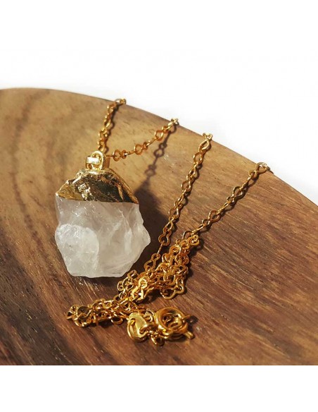 Necklace with raw stone pendant - Rock crystal