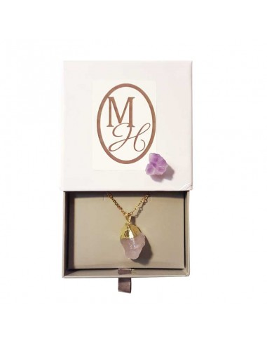 Collier avec pendentif pierre brute - Quartz rose