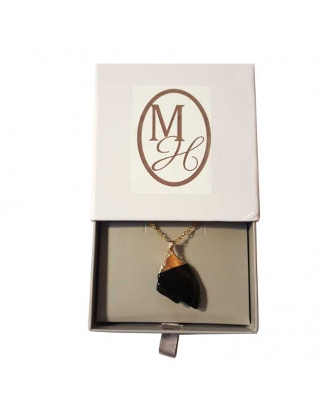Ketting met hanger van ruwe steen - Obsidiaan