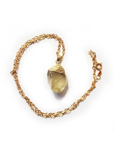 Necklace with rough stone pendant - Lemon Quartz