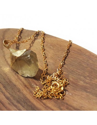 Collier avec pendentif pierre brute - Quartz citron