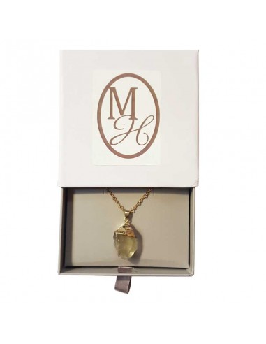 Necklace with rough stone pendant - Lemon Quartz
