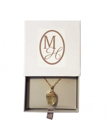 Halsketting met ruwe steen hanger - Citroen Kwarts