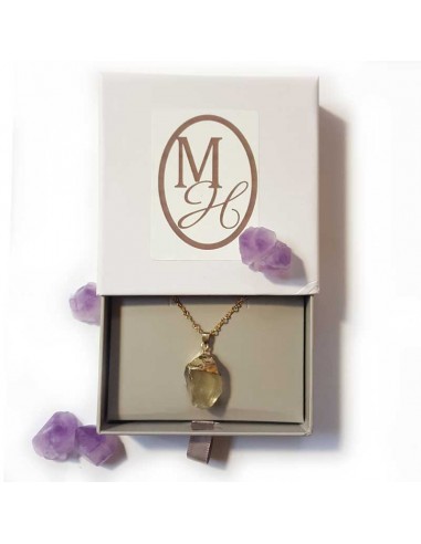 Necklace with rough stone pendant - Lemon Quartz