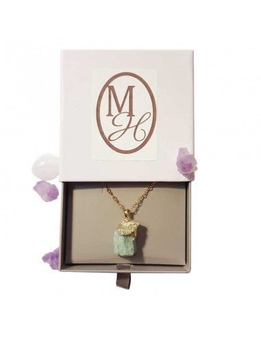 Necklace with rough stone pendant - Green Fluorite