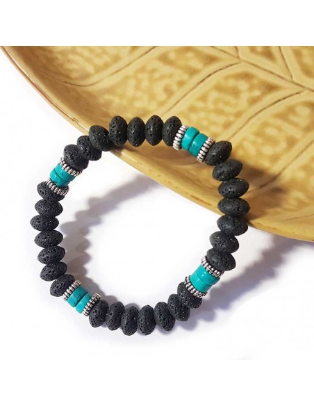 Armband aus Türkis und Lavasteinen