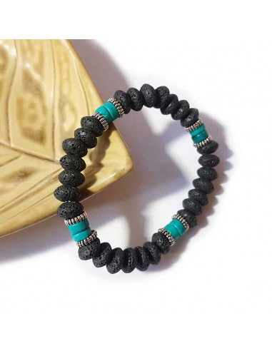 Armband aus Türkis und Lavasteinen