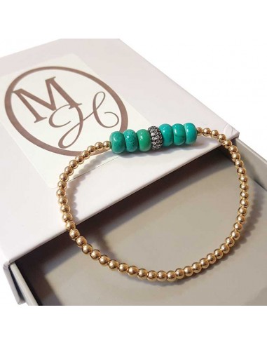 Bracelet with gold and turquoise round beads