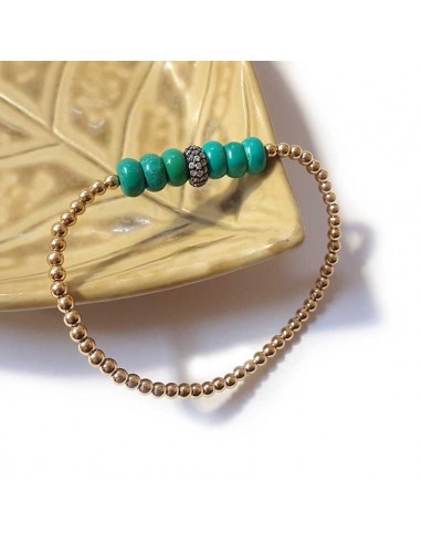 Bracelet with gold and turquoise round beads