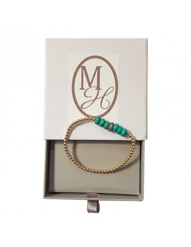 Bracelet with gold and turquoise round beads