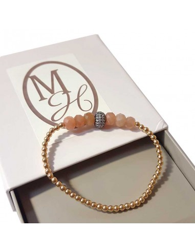 Bracelet with fine gold beads and faceted sunstone