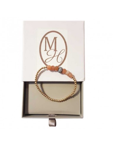 Bracelet à perles dorées fines et pierre de soleil facettée