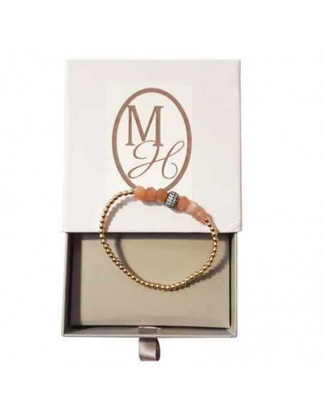 Armband met fijne gouden kralen en facetgeslepen zonnesteen