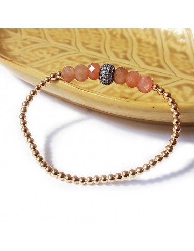 Armband met fijne gouden kralen en facetgeslepen zonnesteen