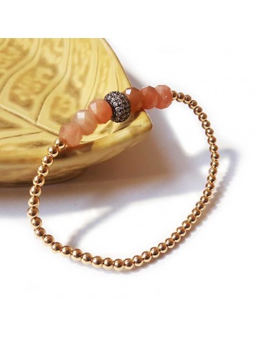 Armband met fijne gouden kralen en facetgeslepen zonnesteen