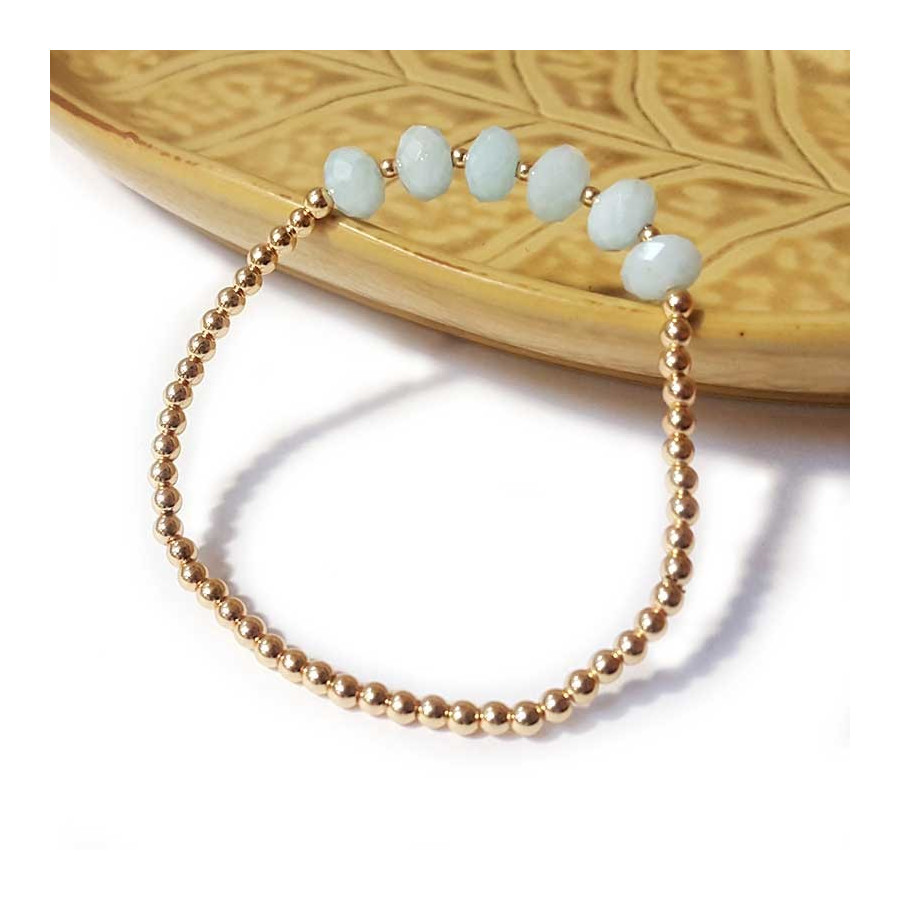 Bracelet en aigue-marine facettée | Bracelet en pierre