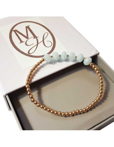 Bracelet à perles dorées et aigue-marine facettée