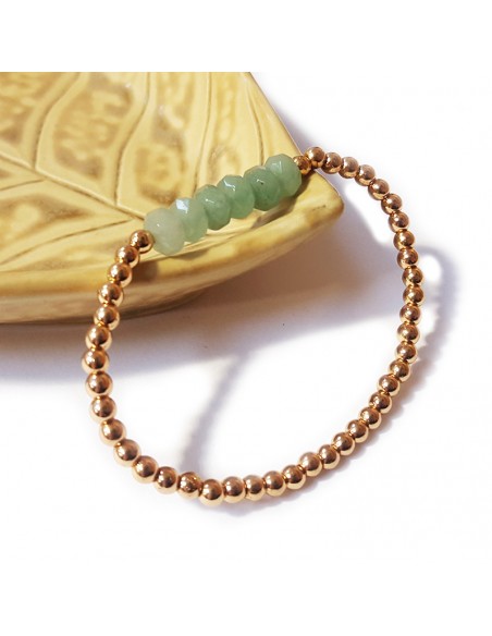 Bracelet à perles dorées et aventurine facettée