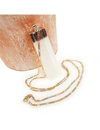 Necklace with rough stone pendant - Selenite