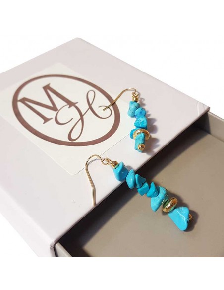 Gold and turquoise seed beads earrings