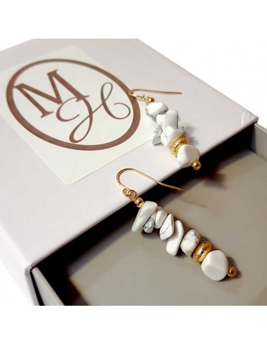 Golden seed beads and howlite earrings