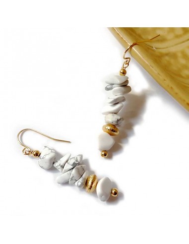 Golden seed beads and howlite earrings
