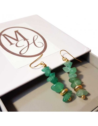 Gold and jade seed beads earrings