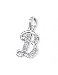 Pendant letter B crystal silver 925