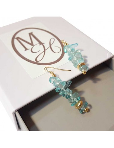 Golden seed beads and light blue crystal earrings