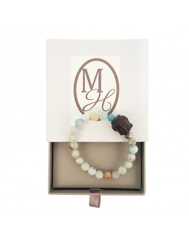 Boeddha hoofd amazoniet en kristal armband