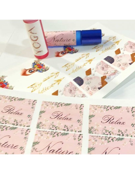 Plaque d'étiquettes autocollantes 48 x 31 mm - 36 pcs - Rose boho