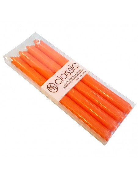 Bougies MH orange vif colorées dans la masse - lot 4 pcs