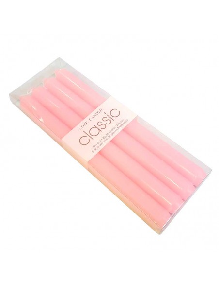 Bougies MH rose bonbon colorées dans la masse - lot 4 pcs