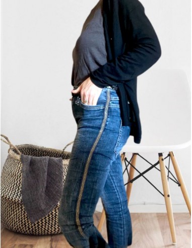 Jeans bandes latérales cloutées
