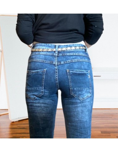 Jeans bandes latérales cloutées