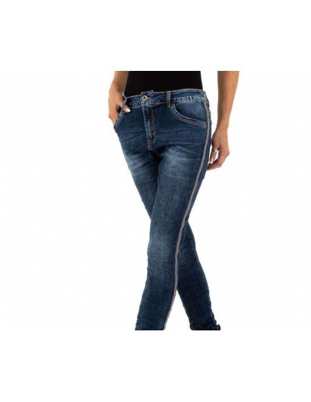 Jeans with studded side stripes