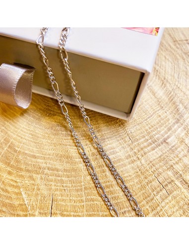 Figaro Forçat-Kette aus rhodiniertem Silber 925 - 45 cm