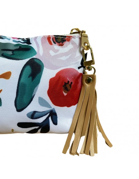 Pochette cosmétique bouteilles huiles essentielles et parfums - pompon ocre