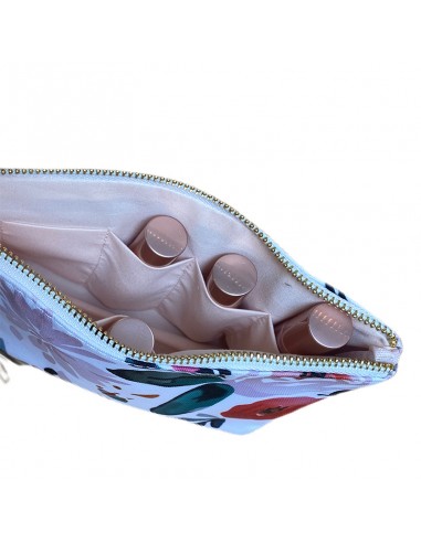 Pochette cosmétique bouteilles huiles essentielles et parfums - pompon ocre