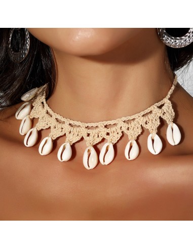 Makramee-Halskette mit Cauris-Muschel beige