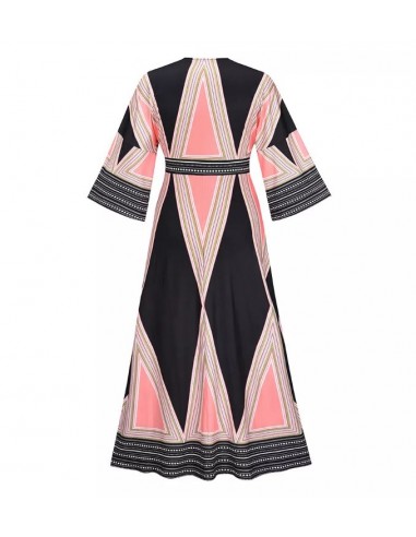 Zwart en roze bohemien maxi jurk