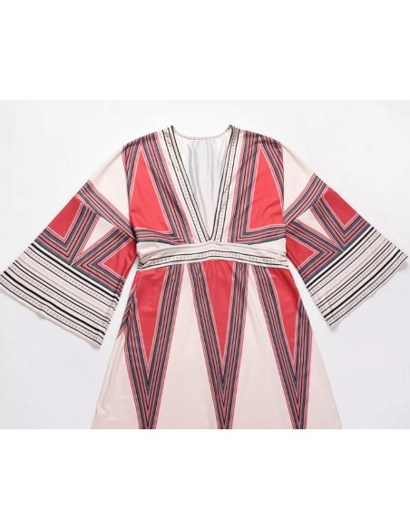 Beige and red bohemian long dress