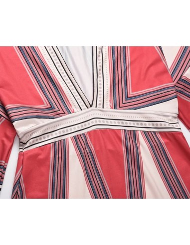 Langes Bohème-Kleid in Beige und Rot