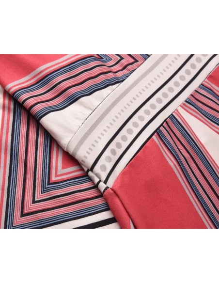 Beige en rode bohemien maxi jurk