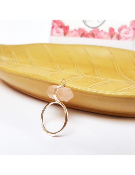 Rosenquarzanhänger mit 925er Silberkette - Halsband .