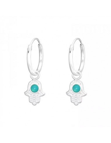 Boucles d'oreilles main Fatma en argent et Opale Synthétique