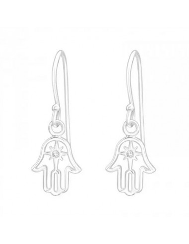 Fatma hand silver earrings with Zircon