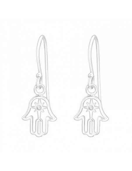 Fatma hand silver earrings with Zircon