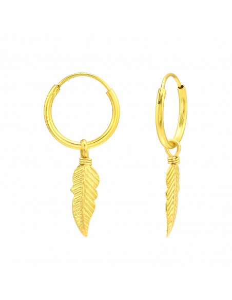 Boucles d'oreilles Plumes en argent 925 et  plaqué or
