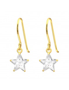 Boucles d'oreilles étoile avec zircon en argent 925 plaqué or